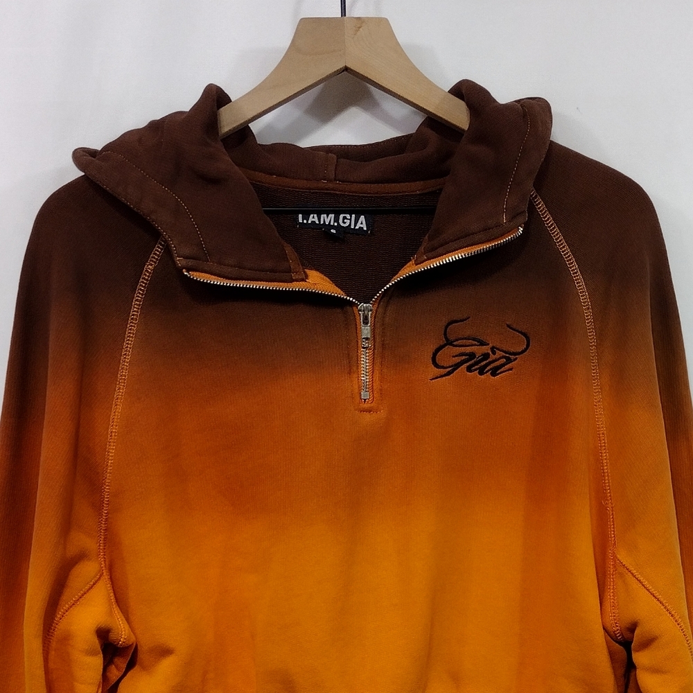 I.AM.GIA Ariana Ombre Hoodie Women S Orange Casual Retro 90s Y2K Boho Streetwear - Picture 3 of 8